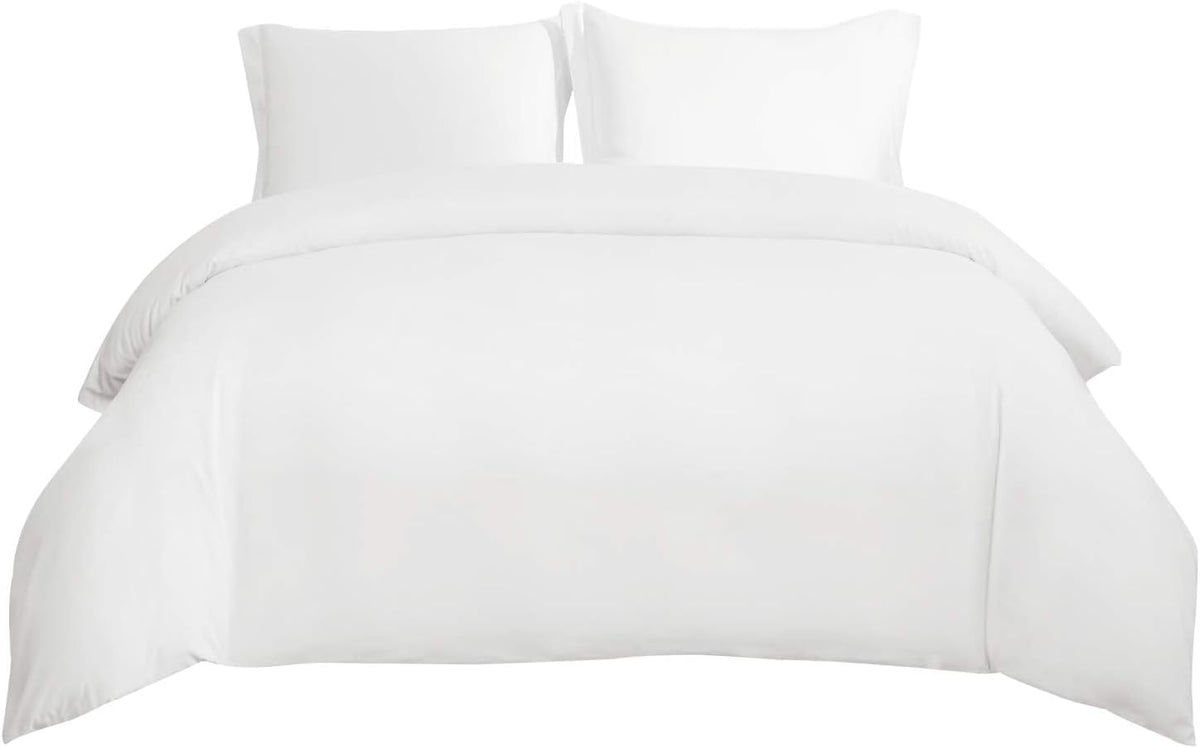 Bedsure Duvet Cover Queen Size, 3Pcs Soft Double Brushed Bedding Set, White