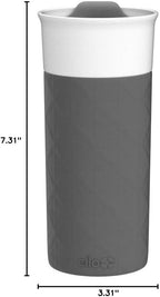 Ello Ogden Ceramic Travel Mug with Splash-Resistant Slider Lid and Protective Silicone Boot, Perfect for Coffee or Tea, BPA Free, Dishwasher Safe, Gray, 16 oz, 758-0438-040