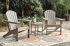 Signature Design by Ashley 1-Piece HDPE Outdoor Adirondack Chair, Driftwood | Durable weather resistant HDPE, 36-pound stationary frame, Comfortable 16.25-inch elevated seat, Sundown Treasure Series