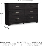 Signature Design by Ashley Belachime 6 Drawer Black Wood Bedroom Dresser | Spacious 60-inch frame for master suites, Antiqued pewter-tone handles, Deep 8.25-inch bottom drawers
