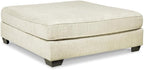 Signature Design by Ashley Oversized Square Ottoman Coffee Table, Beige | Beige chenille ottoman, 100% polyester upholstery, 51-inch dual-purpose footrest, Arrives fully assembled, Rawcliffe Series