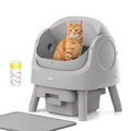Mimfam Automatic Self Cleaning Litter Box, with 4 Pairs Infrared Senor, Open-Top Design for Multi-Cat Homes, Comes with Liner Bags and Cat Litter Mat, Grey