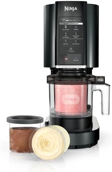 Ninja CREAMi Ice Cream, Sorbet, Milkshake Maker + 3 CREAMi Pints, Black | Sorbet and milkshake modes, Includes three pint containers