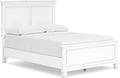 Signature Design by Ashley Bed Frame, Full Panel White Transitional | Hardwood solids and MDF substrate, White panel framing, Compatible with adjustable base, Fortman Series