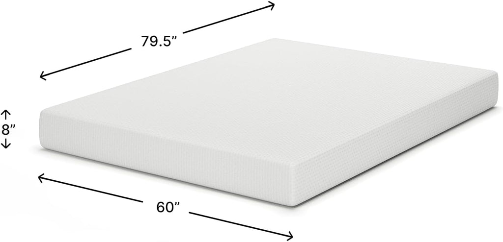 Signature Design by Ashley 8 Inch Memory Foam Queen Mattress in a Box | Medium support with dual-layer construction, Stretch knit cover for easy spot cleaning, Chime Series
