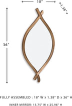 Signature Design by Ashley Bartner Accent Mirror, Gold Wavy Twisted Frame | Antiqued goldtone metal frame, Organic modern style, 4-way hanging versatility, 18x36 in size, Entryway and living room use