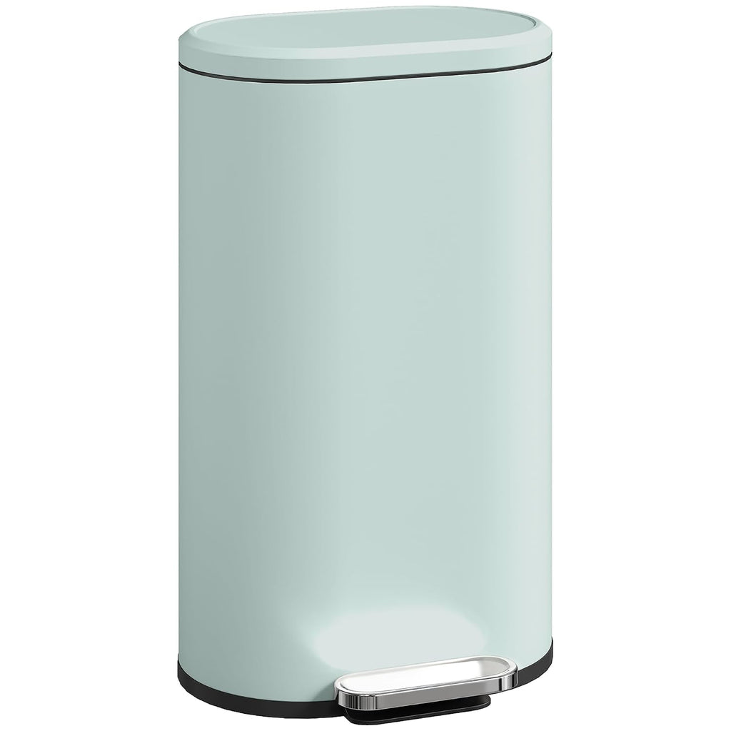 HOMCOM 30L Kitchen Bin 90° Stay-Open Lid Slim Rectangular Pedal Bin Green