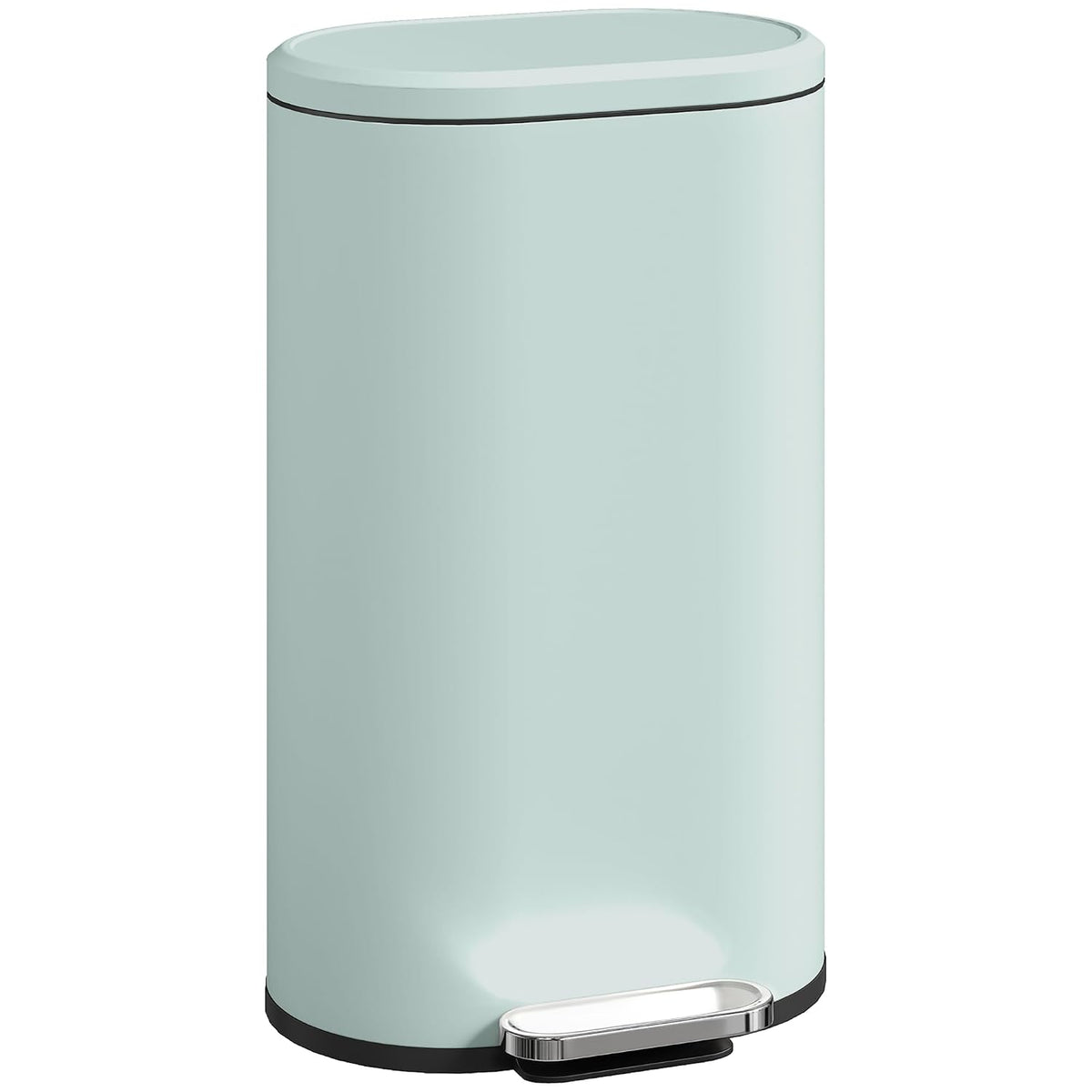 HOMCOM 30L Kitchen Bin 90° Stay-Open Lid Slim Rectangular Pedal Bin Green