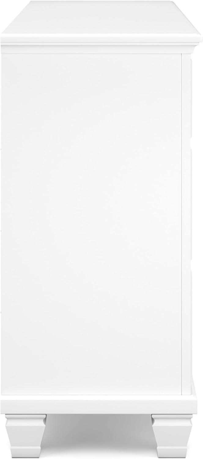 Signature Design by Ashley Fortman White 7-Drawer Wide Dresser for Bedroom | Painted wood chest, Tapered feet, Smooth ball-bearing glides, Durable hardwood solids and MDF substrate construction