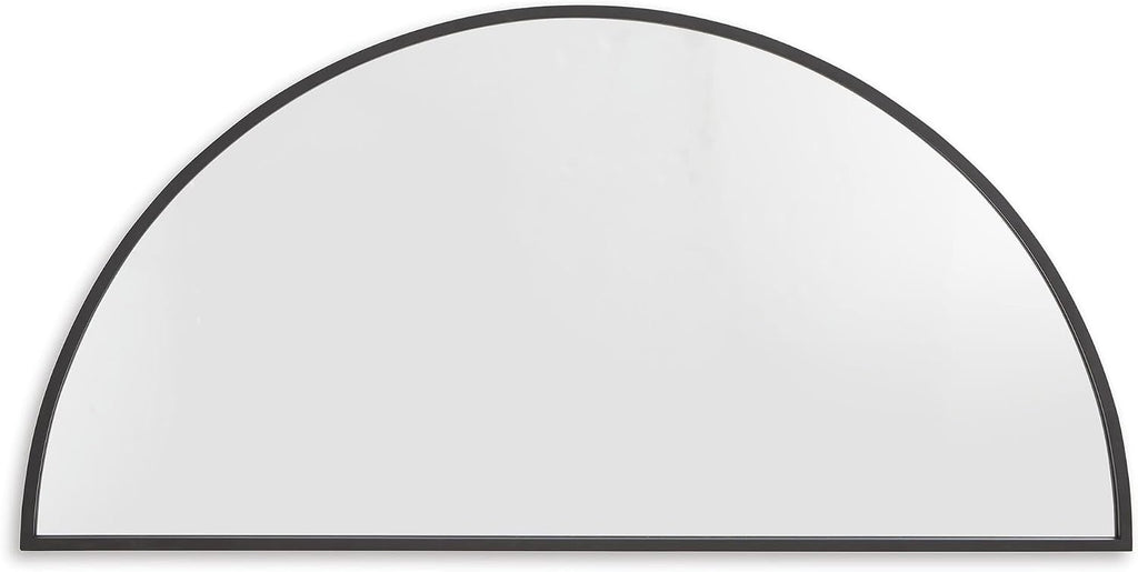 Signature Design by Ashley Denlow Accent Mirror, Black Half Moon Mirror | 50-inch half moon glass mirror, Arched thin frame design, Multi-directional mounting, Elegant living room decor