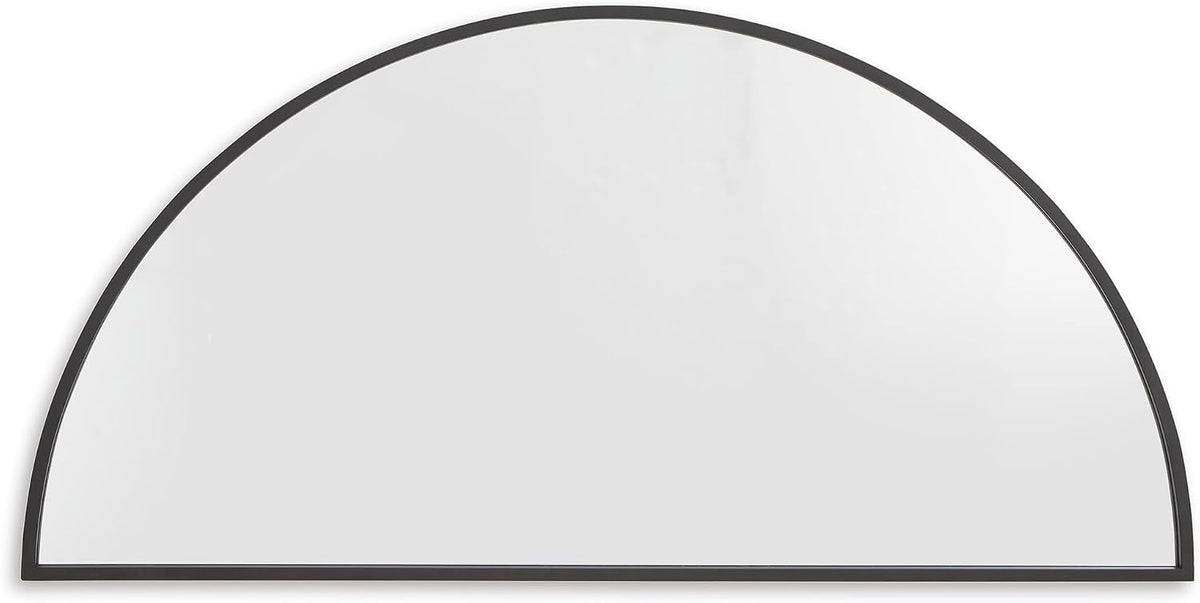 Signature Design by Ashley Denlow Accent Mirror, Black Half Moon Mirror | 50-inch half moon glass mirror, Arched thin frame design, Multi-directional mounting, Elegant living room decor