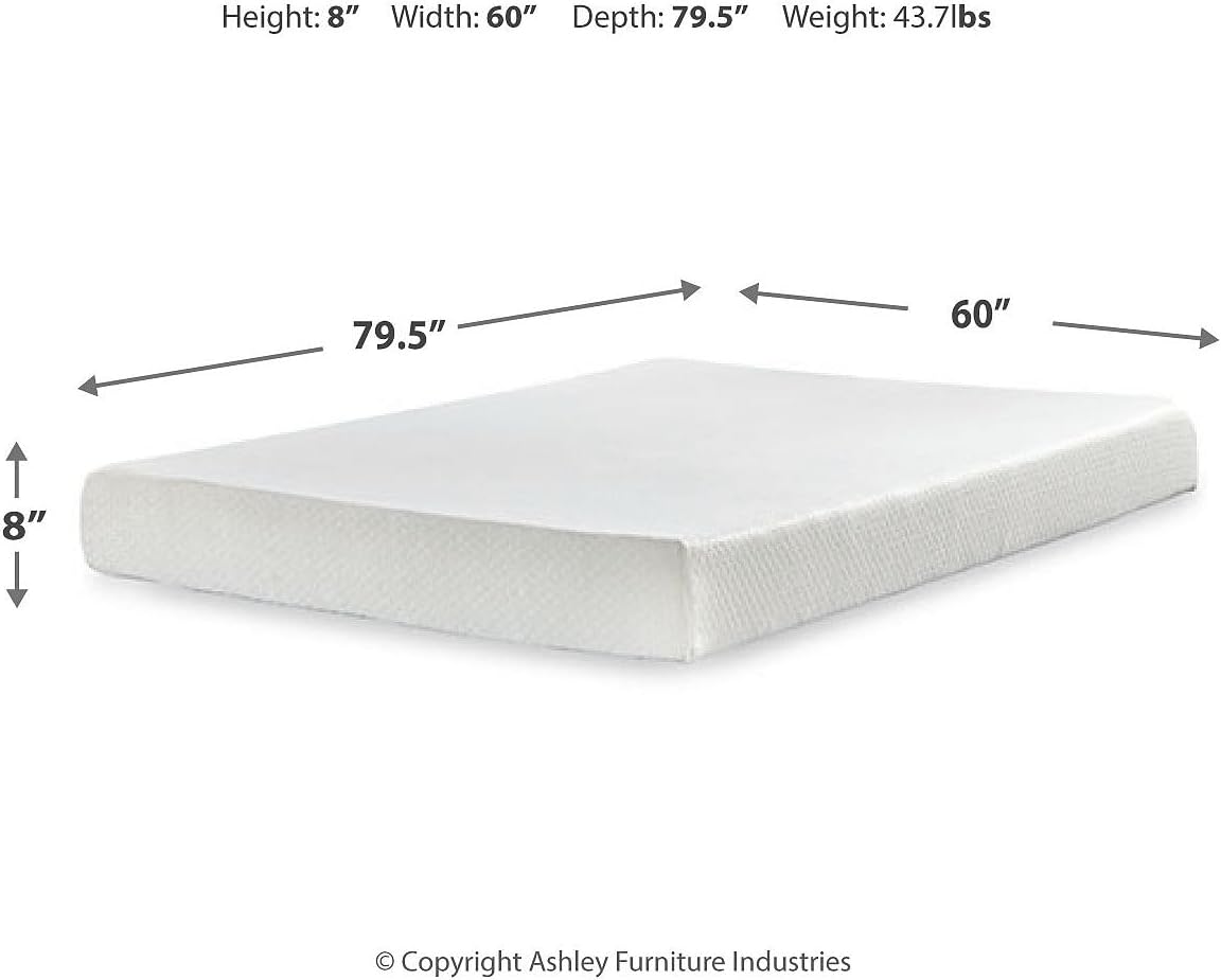 Signature Design by Ashley Queen Size 8 Inch Medium Firm Charcoal Gel & Green Tea Infused Memory Foam Mattress for Pressure Relief, Fiberglass-Free, Mattress In A Box