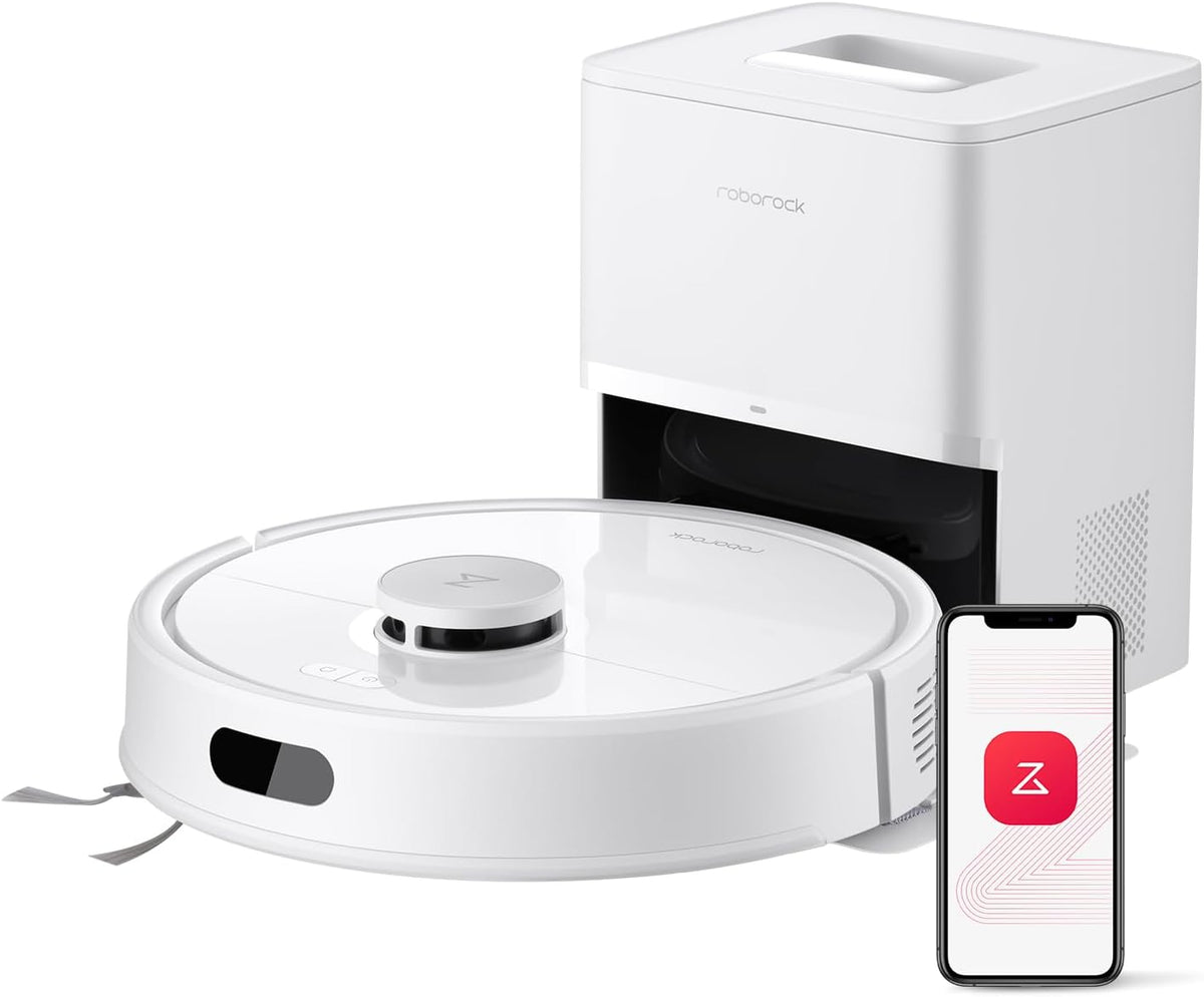 roborock Q7 L5+ Robot Vacuum Cleaner with Mop, Self-Emptying Dock, 8000 Powerful Suction, Anti-Tangle, APP-Controlled Mopping, Electronic Water Tank, PreciSense LiDAR Navigation (White)