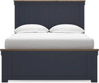 Signature Design by Ashley Kids Full Wood Panel Bed Frame, Blue & Brown | Traditional Shaker style silhouette, Two-tone slate blue and light brown finish, Box spring required, Landocken Series