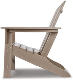 Signature Design by Ashley 1-Piece HDPE Outdoor Adirondack Chair, Driftwood | Durable weather resistant HDPE, 36-pound stationary frame, Comfortable 16.25-inch elevated seat, Sundown Treasure Series