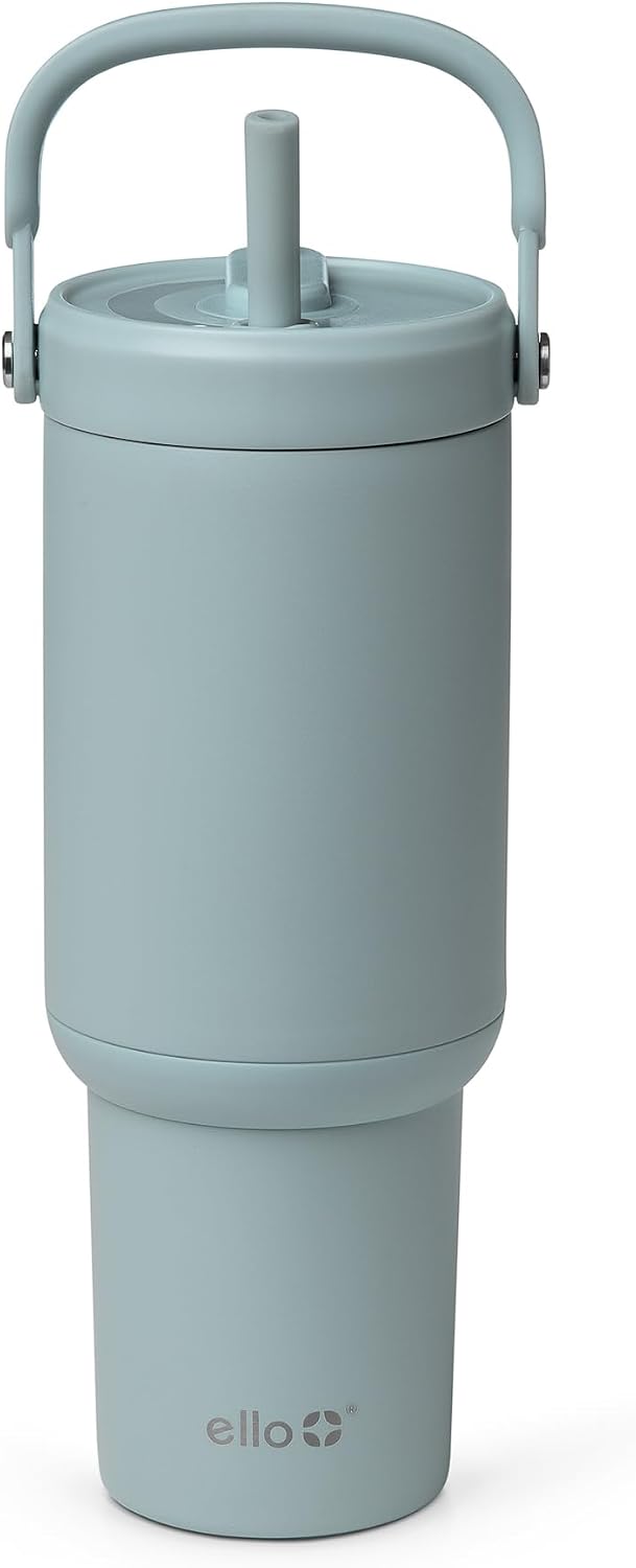 Ello Oasis Go+ 26oz Insulated Stainless Steel Tumbler with Straw,Salt Water