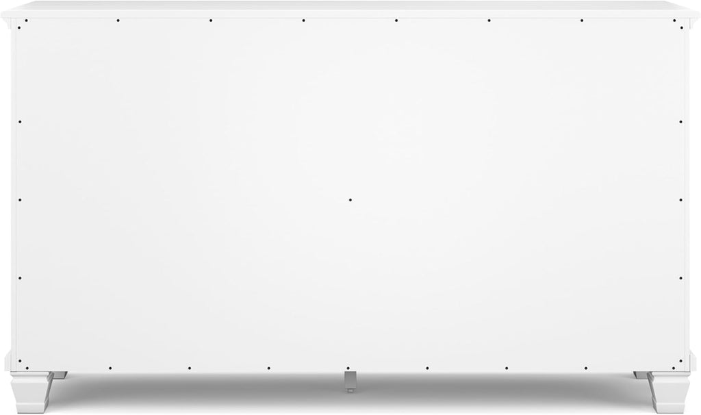 Signature Design by Ashley Fortman White 7-Drawer Wide Dresser for Bedroom | Painted wood chest, Tapered feet, Smooth ball-bearing glides, Durable hardwood solids and MDF substrate construction