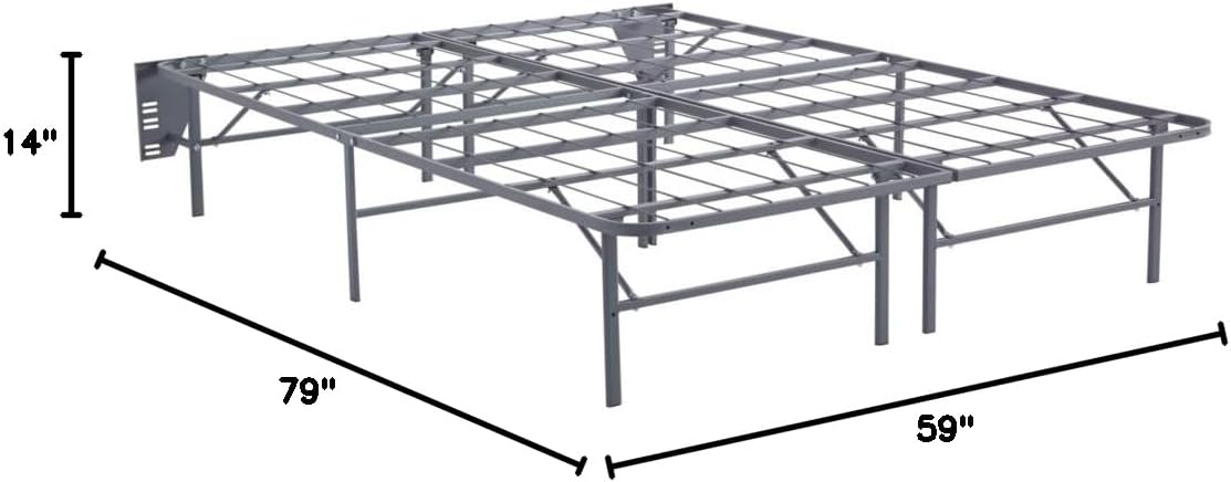 Signature Design by Ashley Mattress Riser Bed Frame, Queen, with Storage | All-in-one mattress riser foundation, 14-inch high storage platform with 12 support legs, Better than a boxspring
