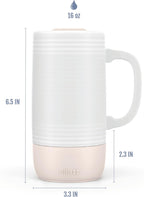 Ello Jane 18oz Ceramic Travel Mug with Handle and Built-In Coaster, Sandbar
