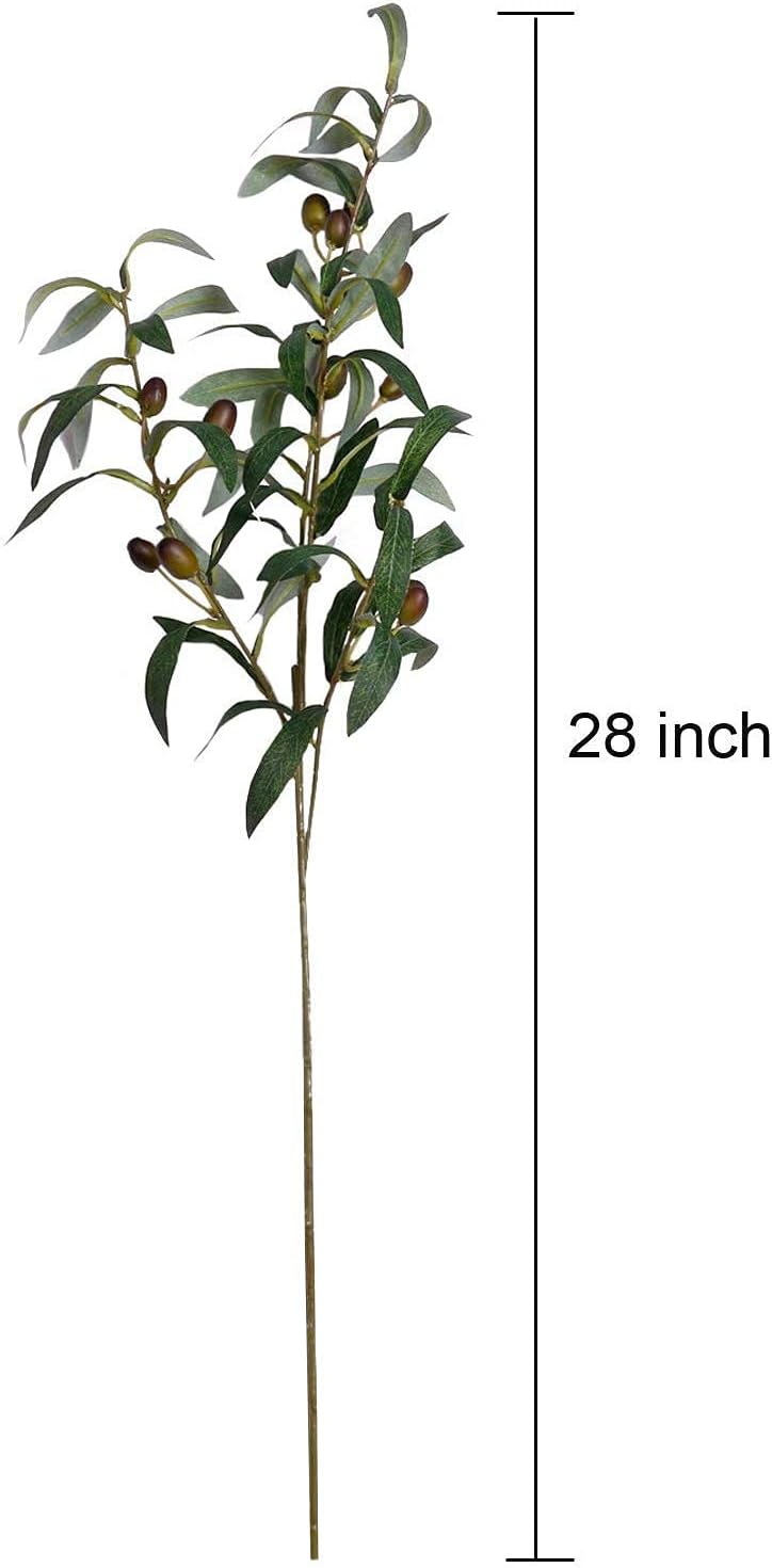SHACOS 4 PCS 28 inch Artificial Olive Branches for Vases Greenery Olive Stems Faux Tree Branch Twig for Home Wedding Shop Office Garden Decor DIY Floral Crafts
