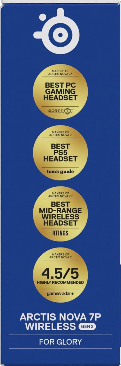 SteelSeries Arctis Nova 7P Wireless Gen 2 - PS5 Headset - Gaming Headset - Mobile App Control - 50+ HR with fast charge - Compatible with PlayStation, PC, Switch & more - Mixable 2.4GHz/Bluetooth