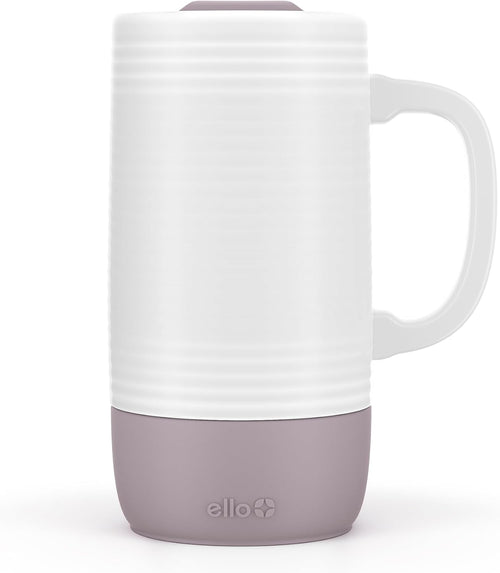 Ello Jane 18oz Ceramic Travel Mug with Handle with Coaster, Mauvewood