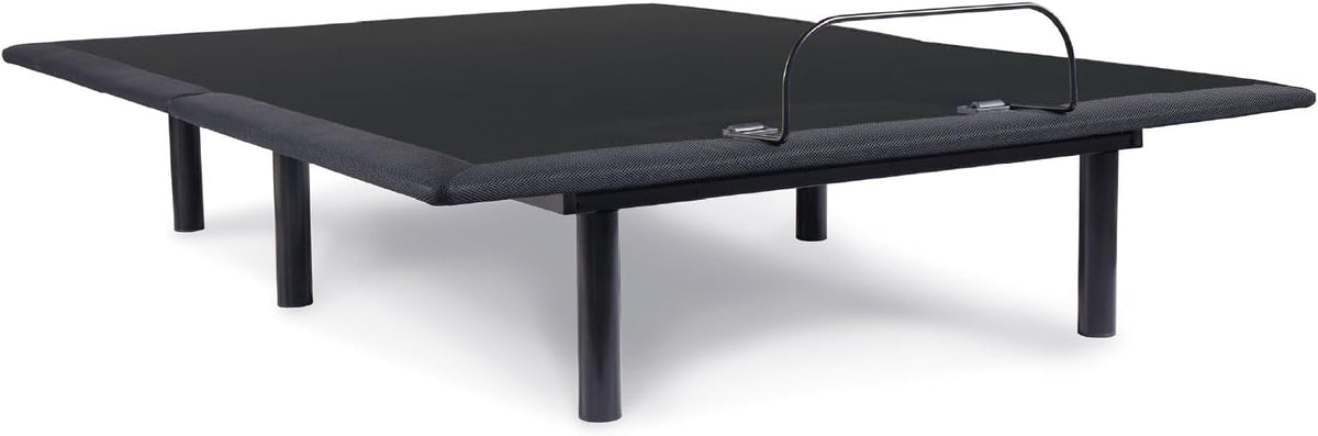 Signature Design by Ashley Adjustable Base Queen Bed Frame, Head Up Only | 100% polyester upholstery, Sturdy metal frame, Memory foam and hybrid compatible, Wired remote, No box spring needed