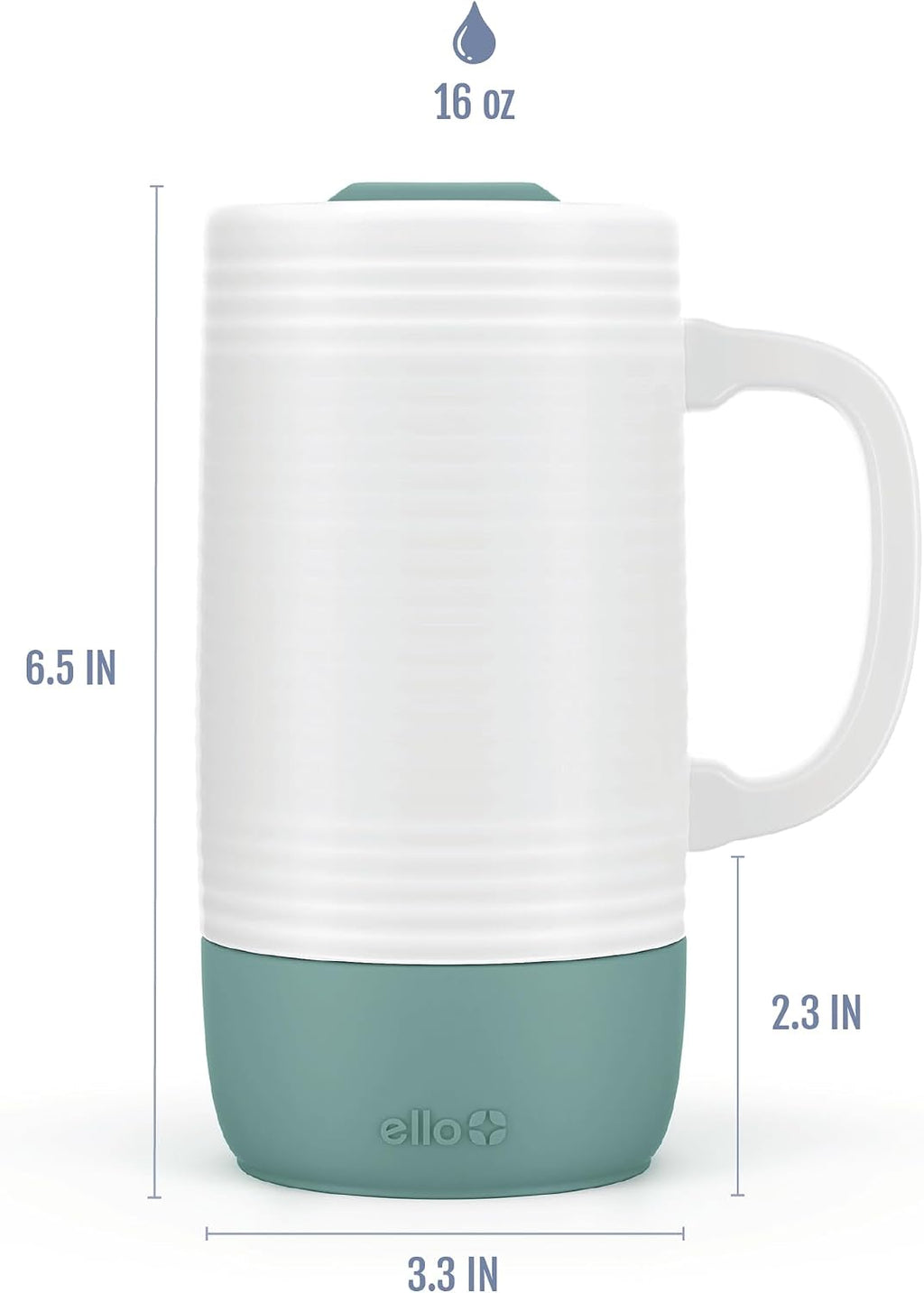 Ello Jane 18oz Ceramic Travel Mug with Handle and Coaster, Alligator