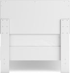 Signature Design by Ashley Hallityn Twin Scalloped Bed Frame, White | Scalloped headboard for cottage charm, Durable engineered wood, 350-lb capacity platform design