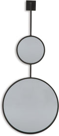 Signature Design by Ashley Large Stacked Round Accent Wall Mirror, Black | Geometric stacked circles in a textured black metal frame, Long skinny rounded mirror for narrow entryways, Brewer Series