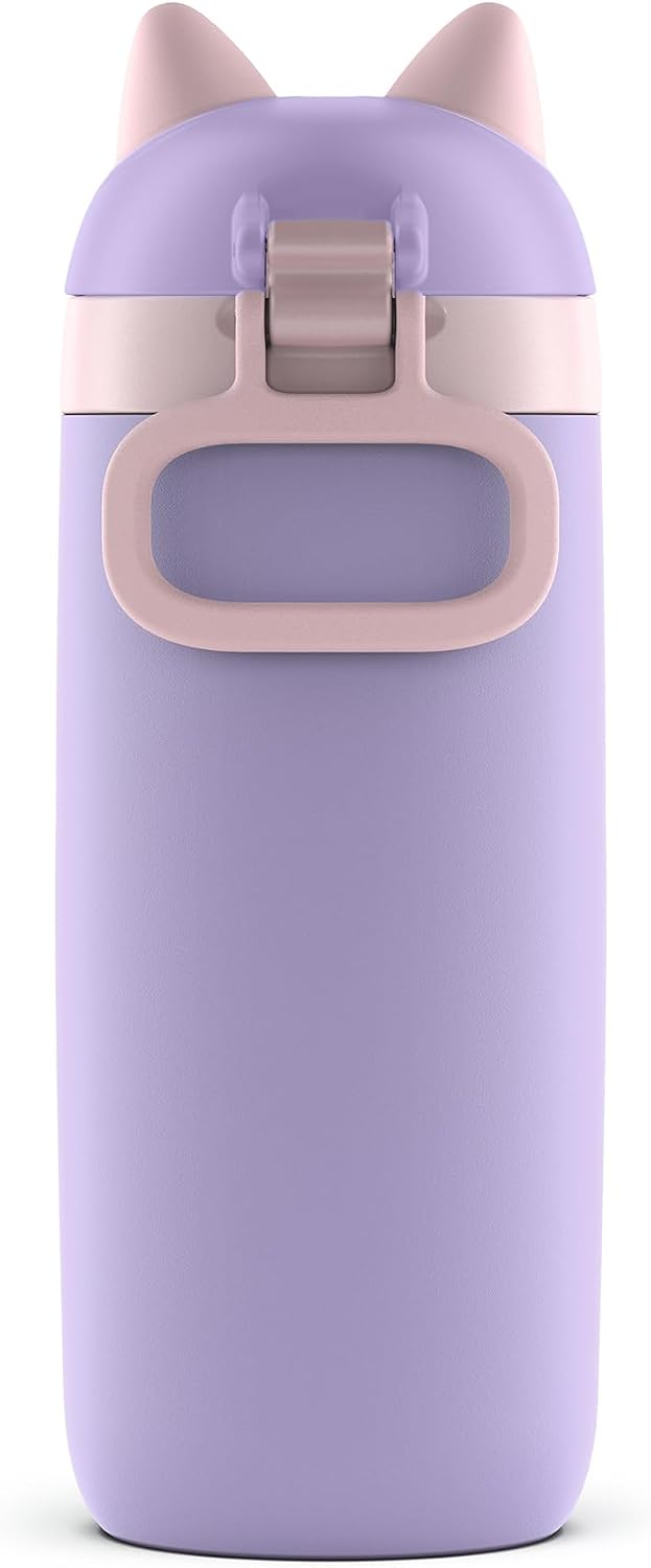 Ello Ellies 12oz Stainless Steel Leakproof Kids Water Bottle, Cat