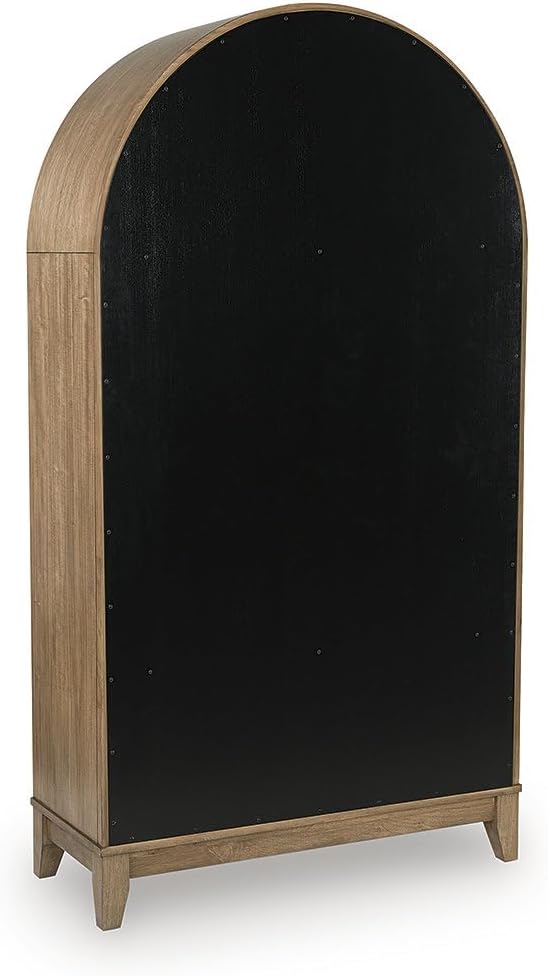 Signature Design by Ashley 74" Wood Glass Display Cabinet, Dagandale | Mango wood veneer construction, Natural and black finish, Spacious 4-tier china cabinet, Living room use