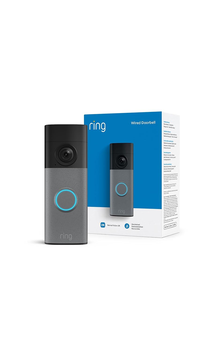 Ring Wired Video Doorbell 2K (newest gen), Video Doorbell Camera with Retinal 2K, up to 6x Enhanced Zoom, Wide Field of View, Two-Way Talk, 30-day free trial of Ring Subscription Plan