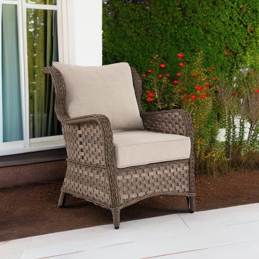 Signature Design by Ashley Clear Ridge Outdoor Handwoven Wicker Cushioned Lounge Chair 2 Count, Light Brown