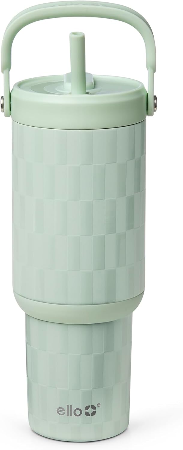 Ello Oasis Go+ 26oz Insulated Stainless Steel Tumbler with Straw, Jadeglow