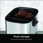 Ninja Luxe Café Knock Box, Holds 10 Double Shot Pucks, XSKKNOCKBOX | Accessories for Espresso Machine, Easy & Mess-Free Puck Disposal, Coffee & Espresso Grounds, Non-slip Base, Removable Bar