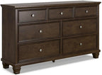 Signature Design by Ashley Traditional 7 Drawer Dresser, Dark Cherry | 62-inch wide dresser made of hardwood solids, birch veneer and MDF substrate, Dark cherry wood finish, Danabrin Series