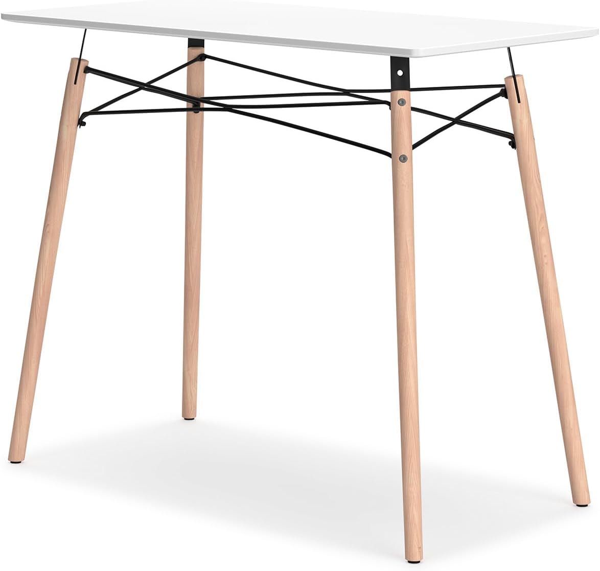 Signature Design by Ashley Jaspeni Industrial Home Office Desk, Painted White Top, Black Metal Framework, Wood, 36" W x 18" D x 29.75" H, White & Light Brown