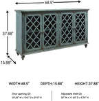 Signature Design by Ashley Mirimyn 4-Door Accent Cabinet, Antique Teal | Veneers, wood and engineered wood construction, Versatile TV stand or dining buffet, Adjustable shelves