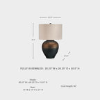 Signature Design by Ashley Newgerhard 1-Piece Table Lamp, 30.5 in, Metal | Textured rustic metal base, Cotton drum shade, Adjustable 3-way brightness, Large industrial style