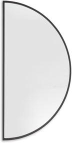 Signature Design by Ashley Denlow Accent Mirror, Black Half Moon Mirror | 50-inch half moon glass mirror, Arched thin frame design, Multi-directional mounting, Elegant living room decor