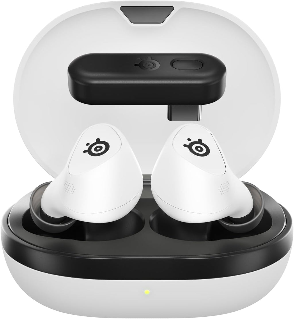 SteelSeries Arctis GameBuds for PS5 - Wireless Gaming Earbuds - 2.4GHz + BT 5.3 - ANC/Transparency - IP55 Water Resistant - 40H Battery - Wireless Charging - PS5, PC, Switch 2, Mobile - White