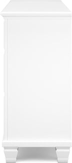 Signature Design by Ashley Fortman White 7-Drawer Wide Dresser for Bedroom | Painted wood chest, Tapered feet, Smooth ball-bearing glides, Durable hardwood solids and MDF substrate construction