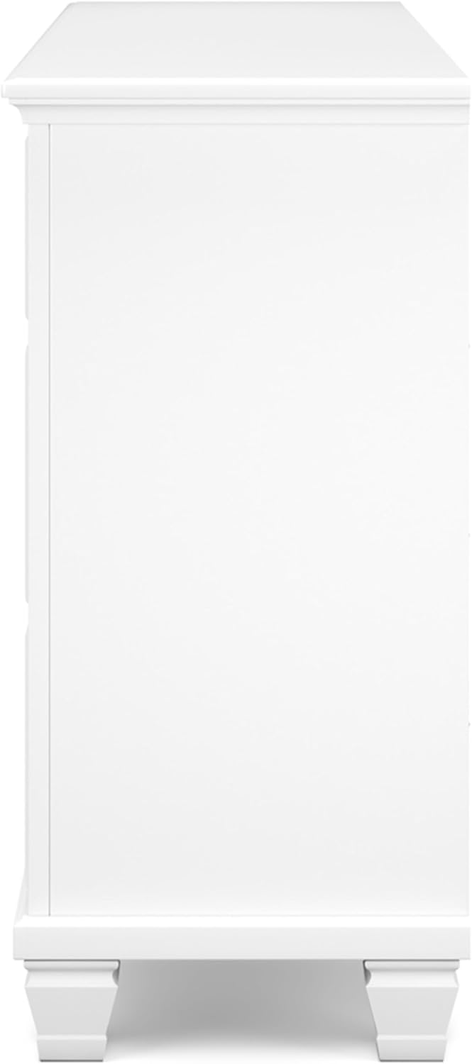 Signature Design by Ashley Fortman White 7-Drawer Wide Dresser for Bedroom | Painted wood chest, Tapered feet, Smooth ball-bearing glides, Durable hardwood solids and MDF substrate construction