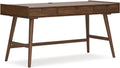 Signature Design by Ashley Lyncott Home Office Desk 60" Midcentury Modern | Mid-century modern office desk, Mango wood veneer, Solid rubberwood legs, 3 dovetail drawers, Integrated cord management