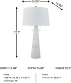 Signature Design by Ashley Laurellen Alabaster Table Lamp, Dual Pull Chain | White stone resin blend, 60W max per socket, Marble table lamp alternative, Luxe modern bedroom decor, 90-inch power cord