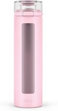 Ello Syndicate 20oz Glass Water Bottle with Flip Lid and Sleeve, Cashmere