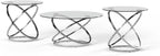 Signature Design by Ashley Hollynyx Round Glass Coffee Table Set of 3 | Tempered glass and chrome frames, Includes 38-in round coffee table and 2 26-in end tables, Adjustable levelers