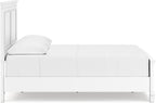 Signature Design by Ashley Bed Frame, Full Panel White Transitional | Hardwood solids and MDF substrate, White panel framing, Compatible with adjustable base, Fortman Series