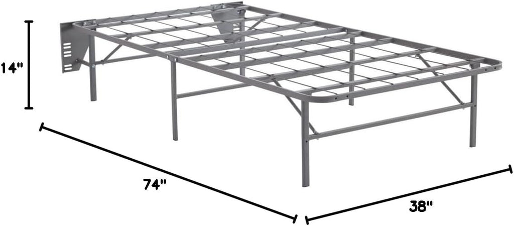 Signature Design by Ashley Better than a Boxspring Twin Bed Foundation | Gray powder-coated metal, 14-inch height for spacious under-bed storage, Headboard brackets included